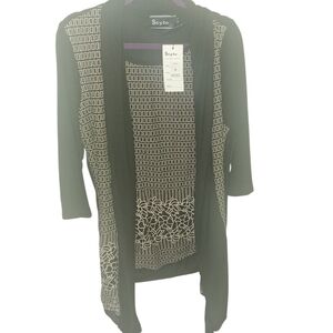 Style & Co. Black and Cream Patterned Cardigan